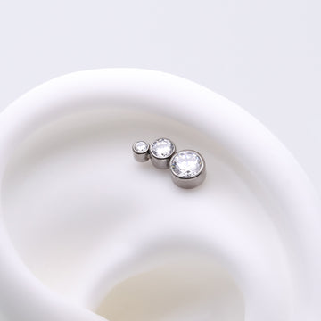 Detail View 1 of Implant Grade Titanium OneFit Threadless Cascading Journey Triple Sparkle Top Part-Clear Gem
